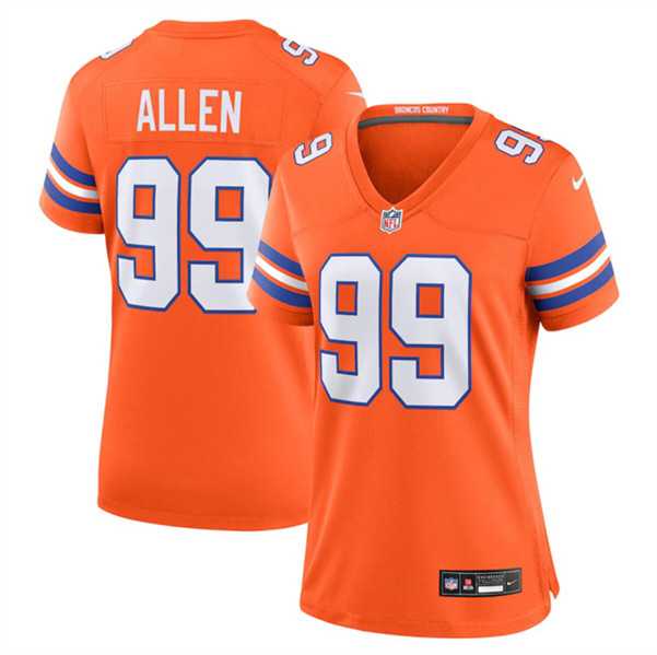 Womens Denver Broncos #99 Zach Allen Orange Mile High Collection 1977 Throwback Stitched Jersey Dzhi